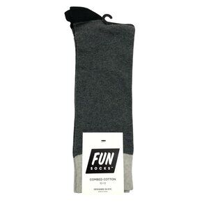 Fun Socks Mens Crew Socks Combed Cotton Arch Support Gray Size 10-13
